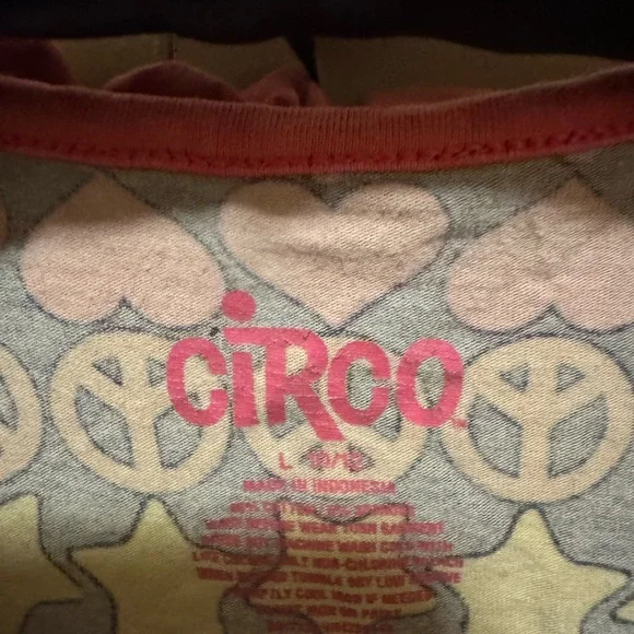 Girls 10/12 Pink Peace Sign Dress Y2K Retro Groovy Summer Stretch - Picture 3 of 3